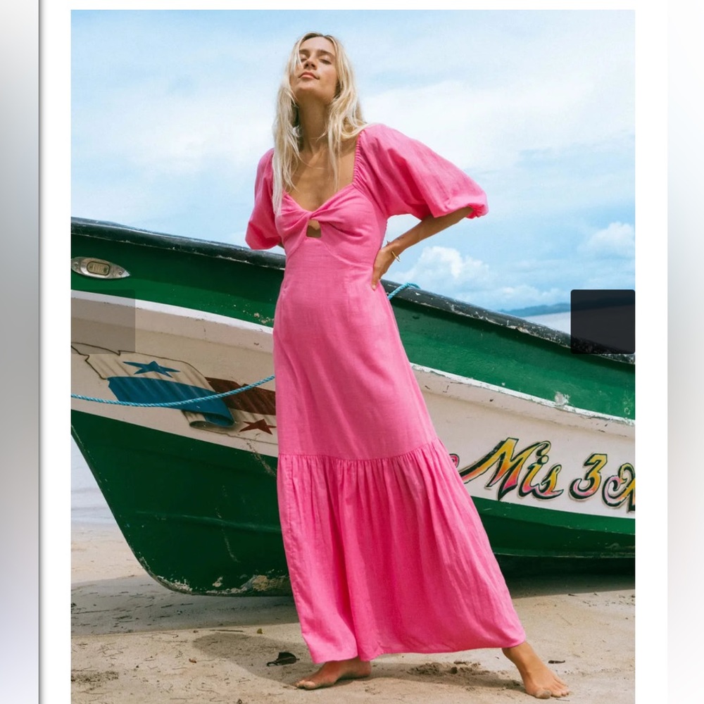 Paradise pink puff sleeve dress billabong s